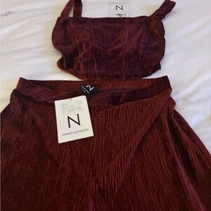 Naked Wardrobe velvet Two-Piece Set